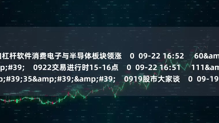 加杠杆软件消费电子与半导体板块领涨    0  09-22 16:52     60&#39;00&#39;&#39;    0922交易进行时15-16点    0  09-22 16:51     111&#39;35&#39;&#39;    0919股市大家谈    0  09-19 18:01     一财最热    点击关闭